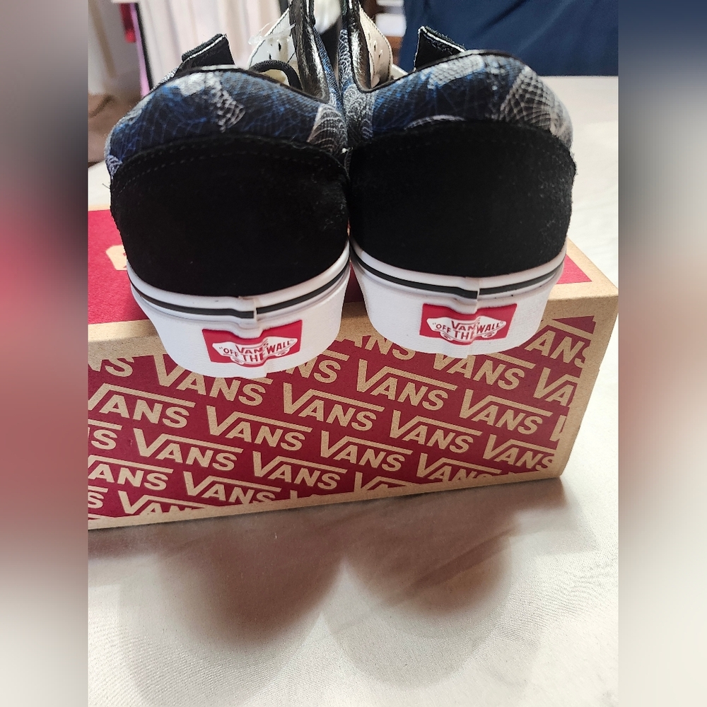 Vans Old Skool Wireframe Skulls Black White Colorway - Size Mens 8.5 Womens 10 - Picture 5 of 15